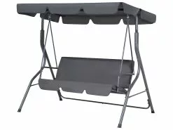 Beliani 3-istuttava Puutarhakeinu Teräs Tummanharmaa CHAPLIN