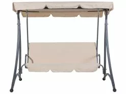 Beliani 3-istuttava Puutarhakeinu Hiekanruskea TEMPLE -Ulkokalusteet myymälä undef src sa picid 422158 type whitesh image