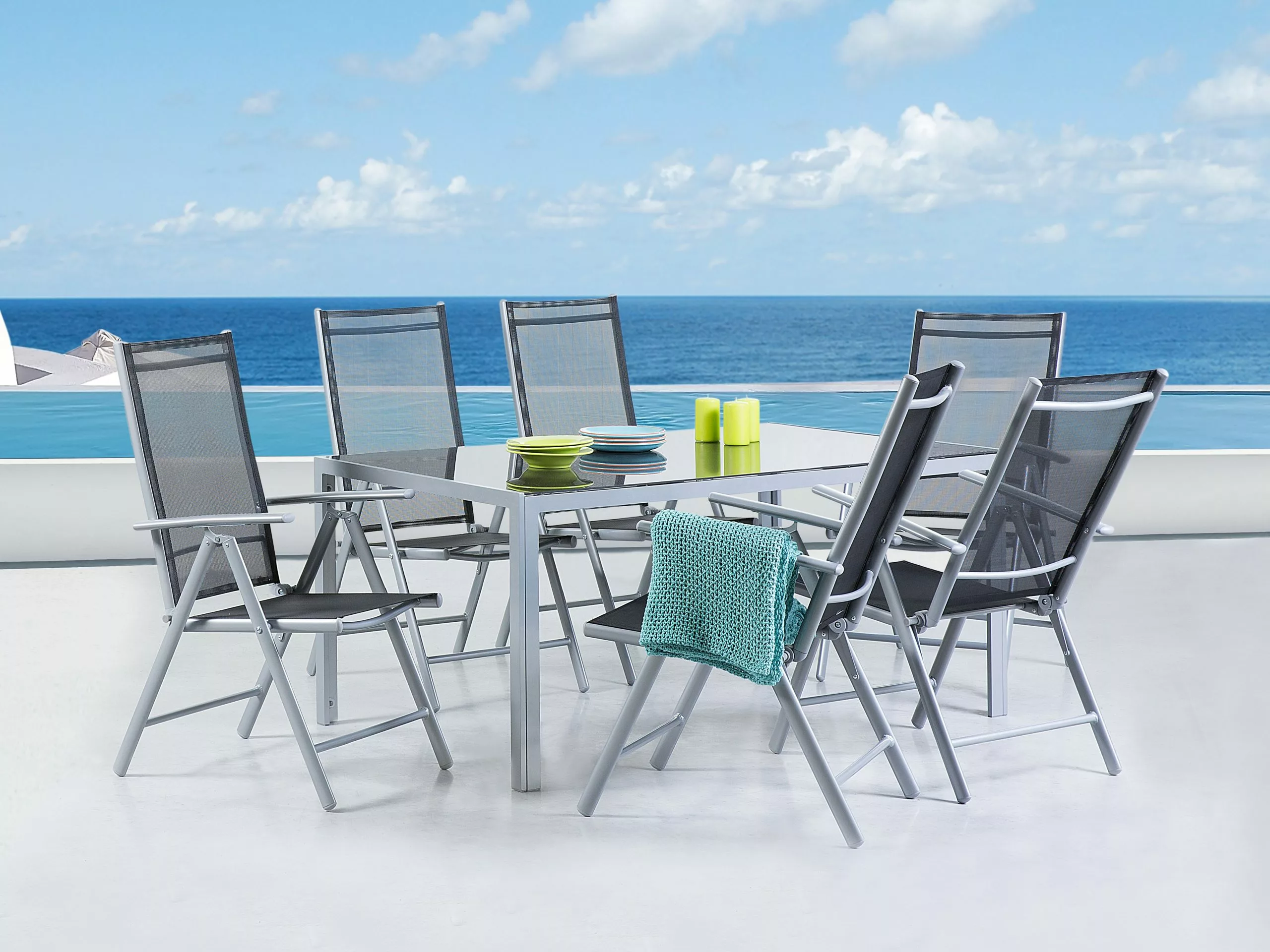 Beliani Puutarhapöytä Alumiini Musta/hopea 160 Cm CATANIA - Image 3