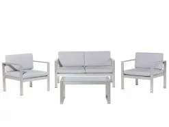 Beliani Puutarhasohvasetti Vaaleanharmaa SALERNO