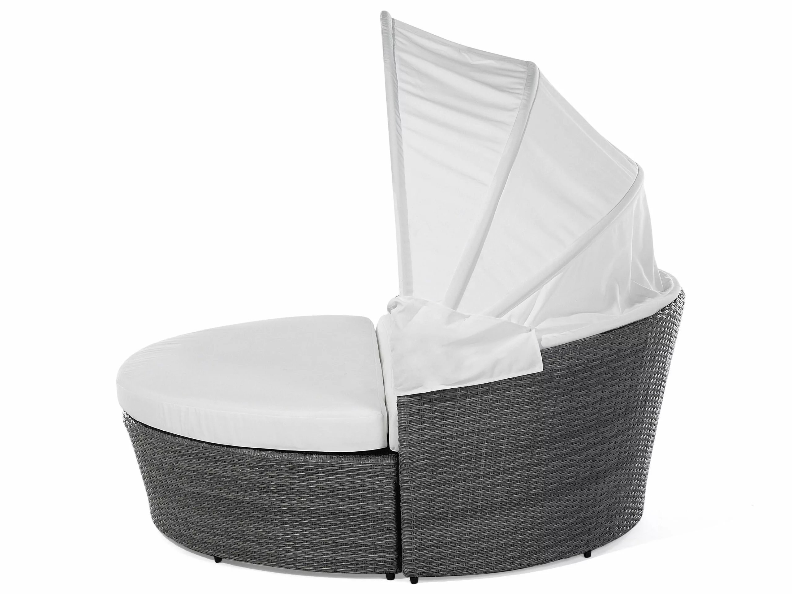 Beliani Harmaa PE-rottinkinen Aurinkovuode Pöydällä SYLT LUX - Image 8