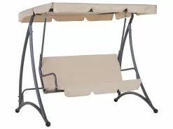 Beliani 3-istuttava Puutarhakeinu Hiekanruskea TEMPLE -Ulkokalusteet myymälä undef src sa picid 698667 type whitesh image