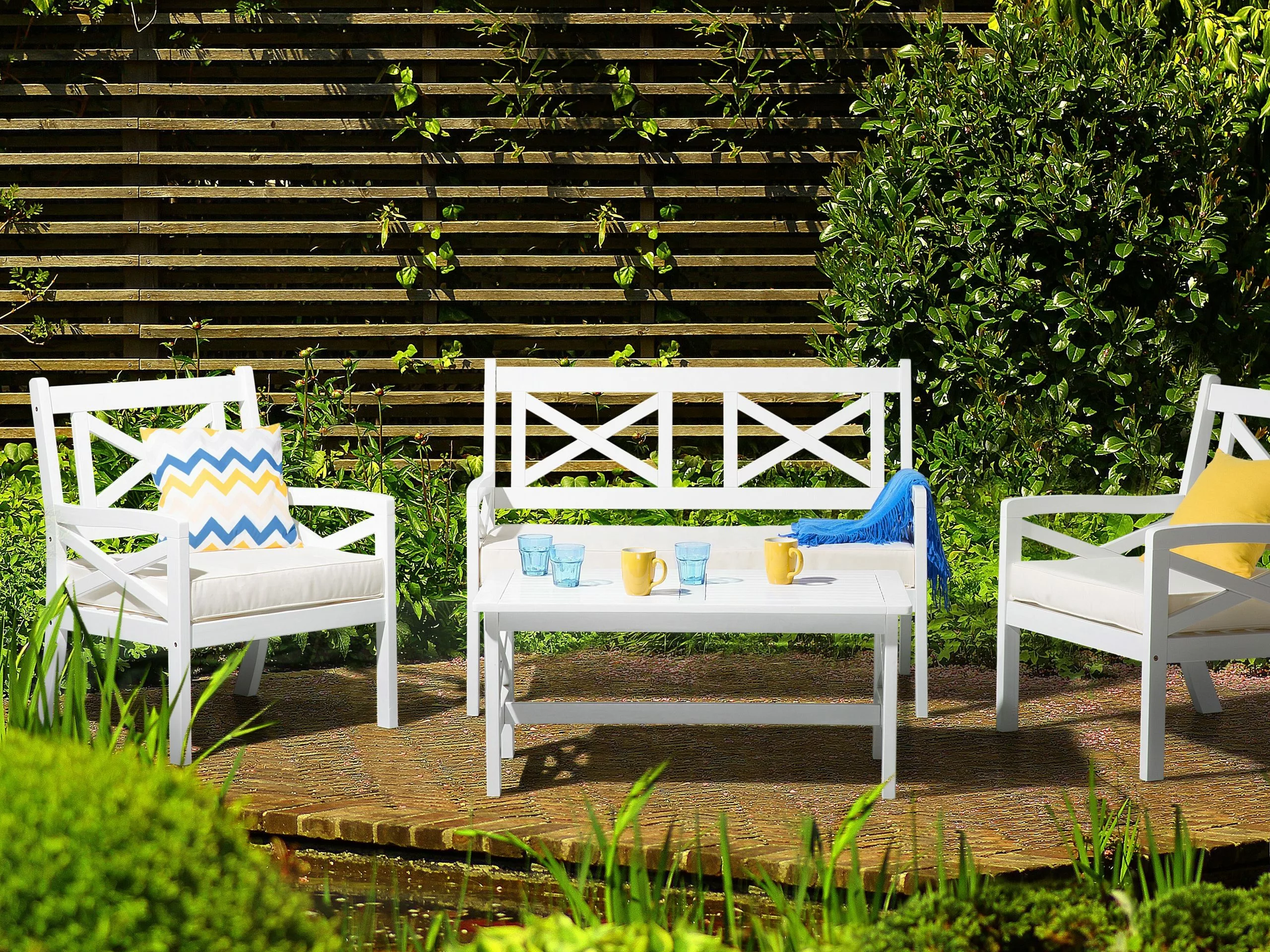 Beliani Puutarhapöytä Akasiapuu Valkoinen 100 Cm BALTIC - Image 4