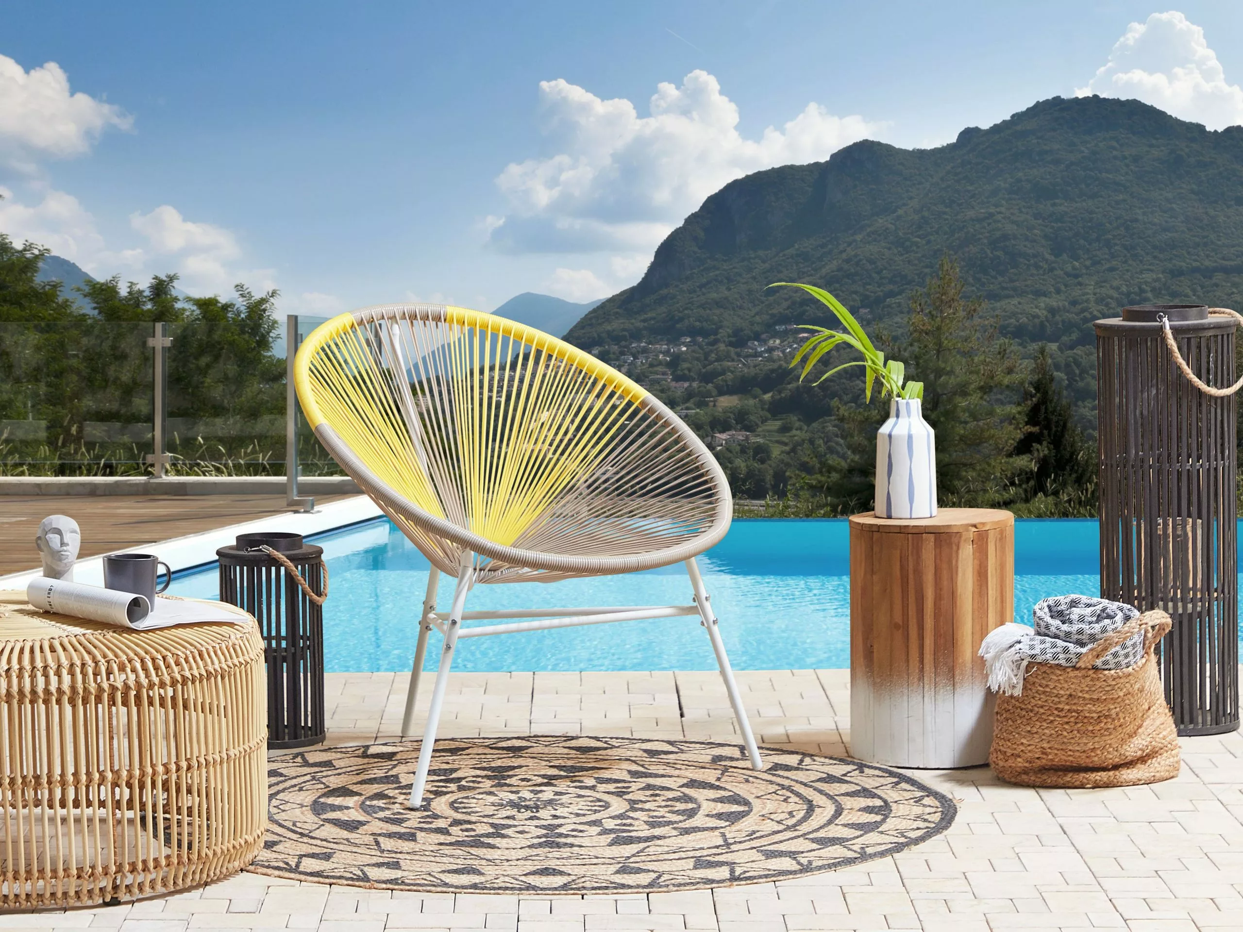 Beliani Narutuoli Polyrottinki Ruskeanharmaa/keltainen ACAPULCO - Image 2