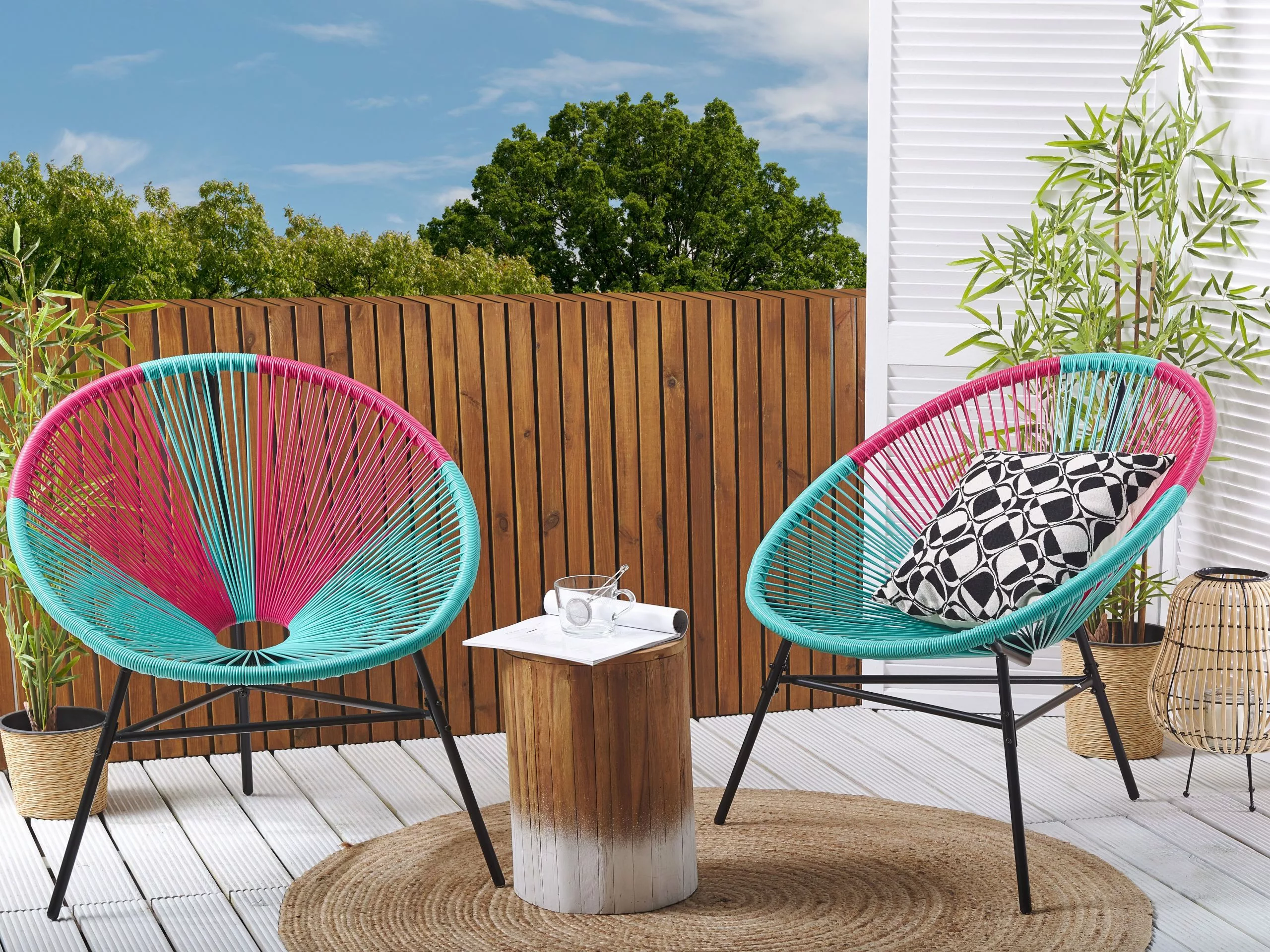 Beliani Narutuoli Polyrottinki Turkoosi/pinkki 2 Kpl ACAPULCO - Image 2