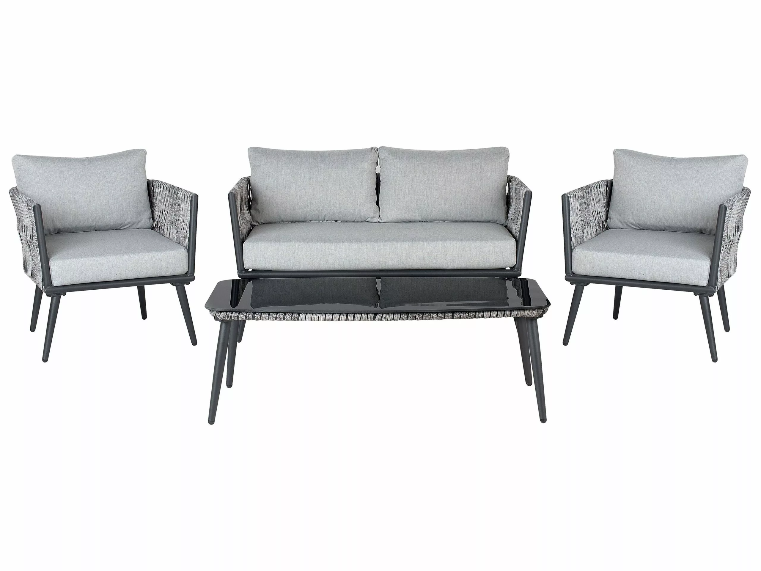 Beliani Puutarhapöytäryhmä Harmaa/musta PREVEZA