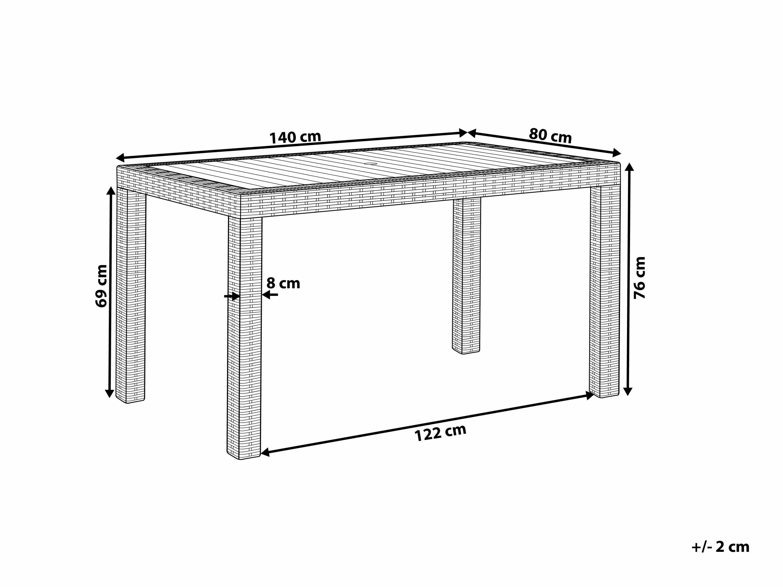 Beliani Puutarhapöytä 140 X 80 Cm Vaaleanharmaa FOSSANO - Image 7