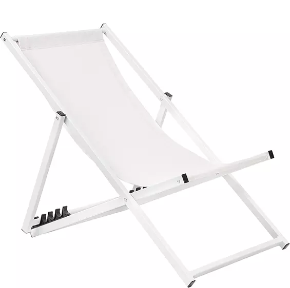 Beliani Valkoinen Aurinkotuoli Luonnonvalkoisella Kankaalla LOCRI - Image 3