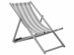 Beliani Harmaa Aurinkotuoli Valkoharmaalla Kankaalla LOCRI -Ulkokalusteet myymälä undef src sa picid 745461 type whitesh image