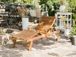 Beliani Akaasiapuinen Aurinkotuoli Raidallisella Pehmusteella JAVA -Ulkokalusteet myymälä undef src sa picid 763097 type whitesh image