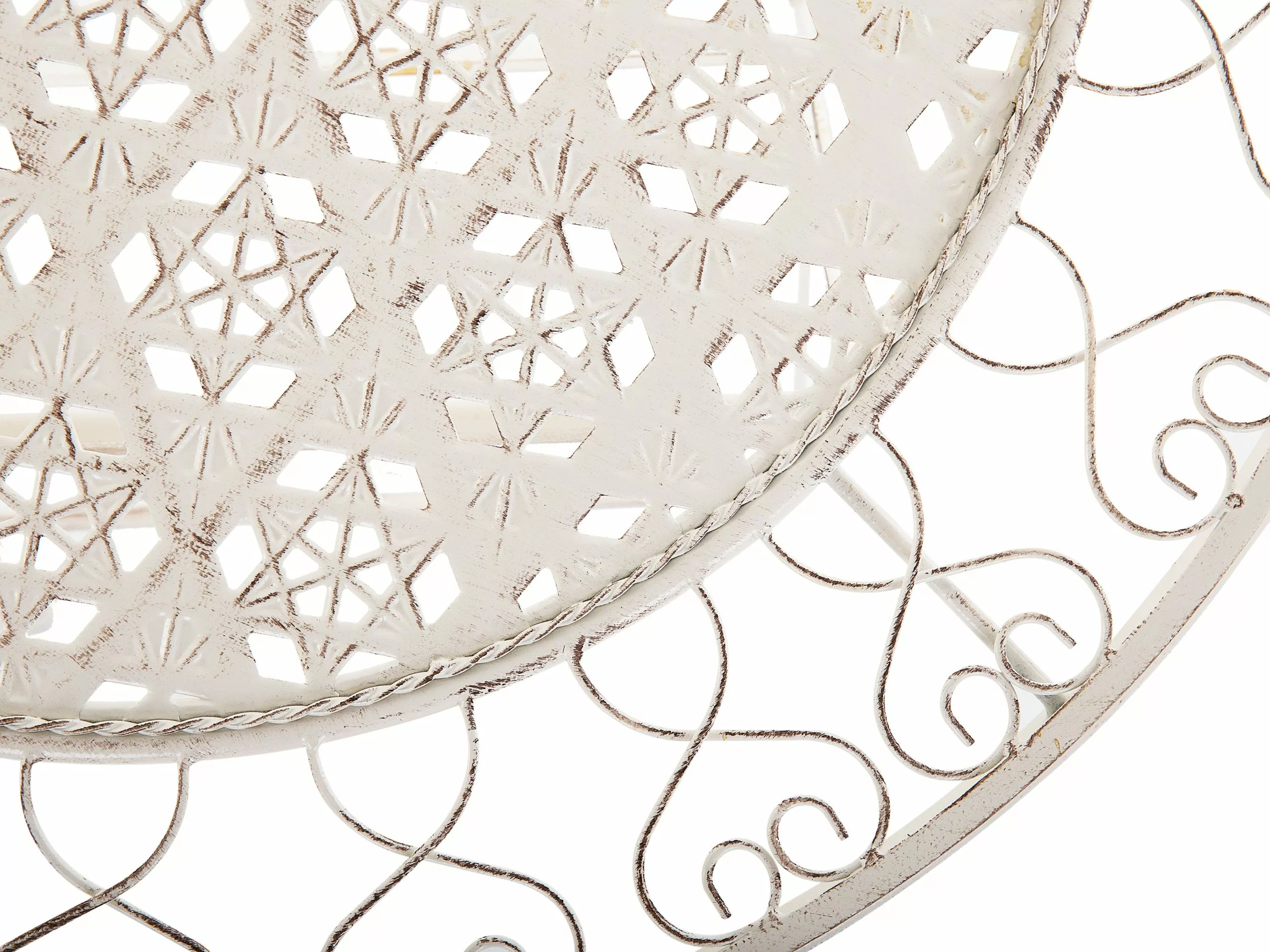 Beliani Metallinen Bistropöytä Valkoinen/beige TRIESTE - Image 8