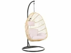 Edessä 22 Beliani Rottinkinen Korituoli Jalustalla Beige CASOLI