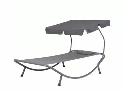 Beliani Harmaa Aurinkotuoli Katoksella TERNO -Ulkokalusteet myymälä undef src sa picid 763878 type whitesh image