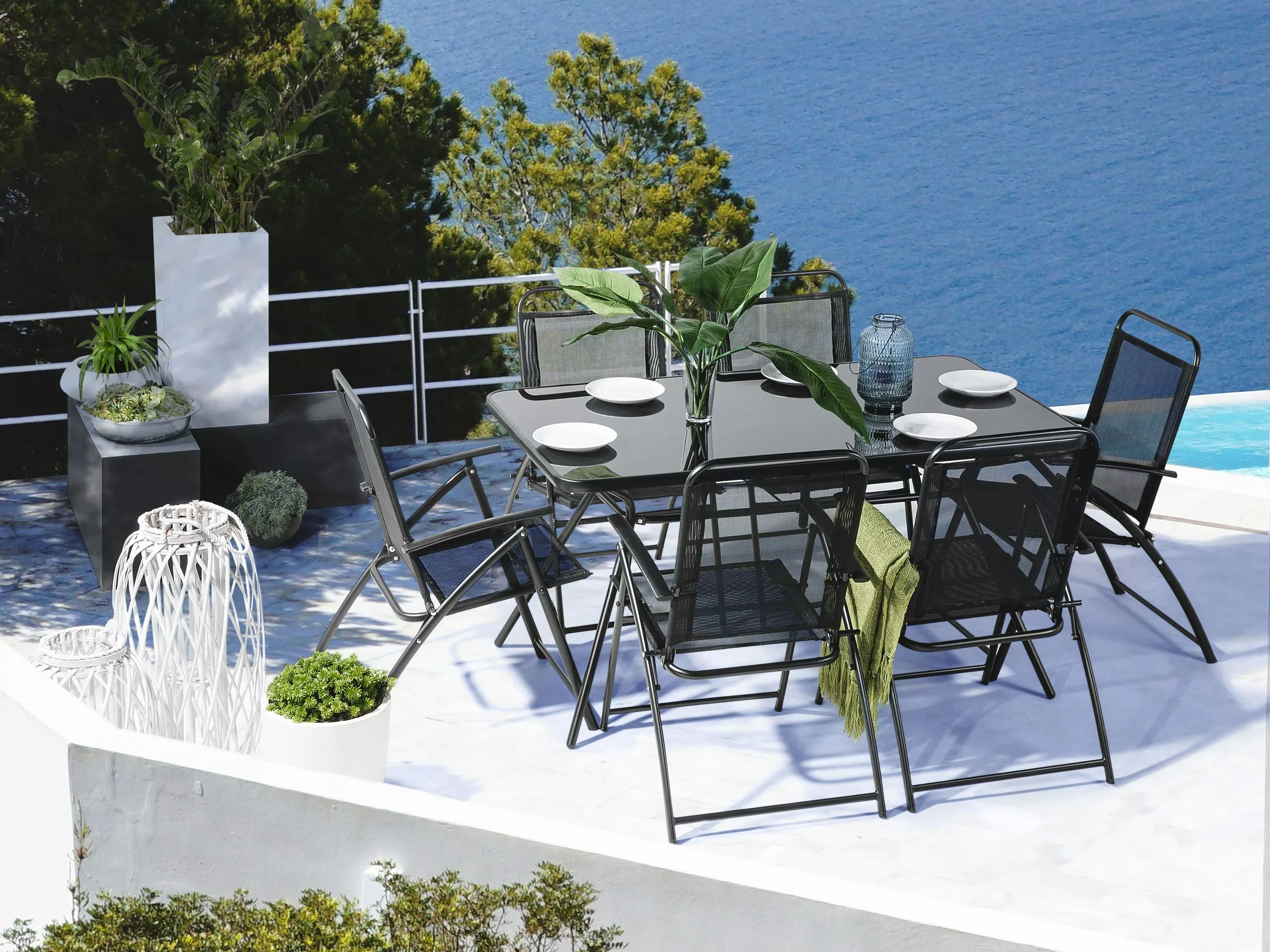 Beliani Puutarhatuolisetti Musta 6 Kpl Setti LIVO - Image 2