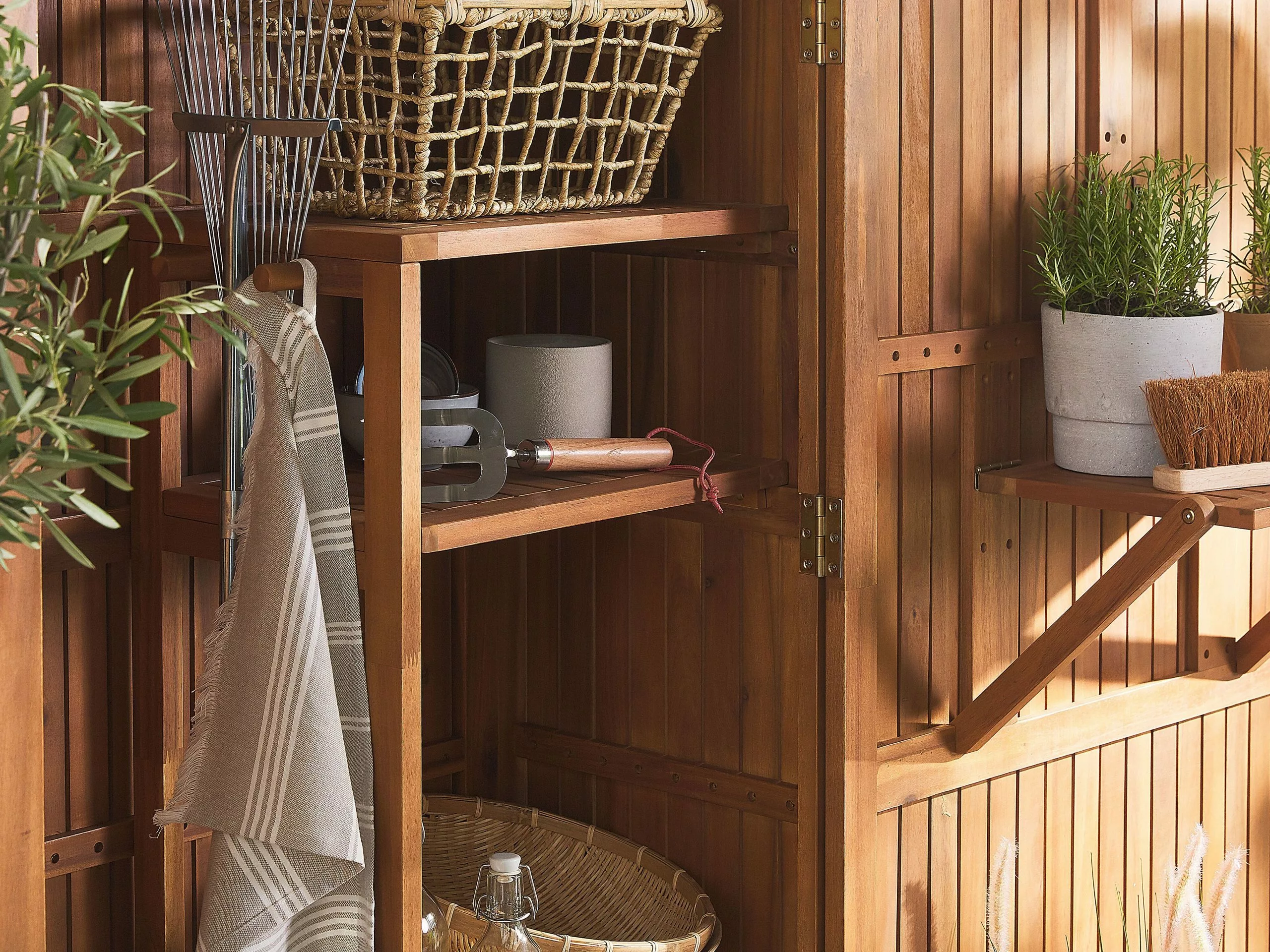 Beliani Puutarhakaappi Akasiapuu Ruskea 100 X 200 Cm SAVOCA - Image 8