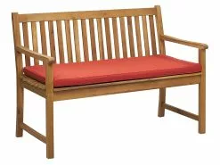 Beliani Puutarhapenkki Ympäristöä Säästävää Akasia-puuta 120 Cm Punaisella Pehmusteella VIVARA -Ulkokalusteet myymälä undef src sa picid 774777 type whitesh image