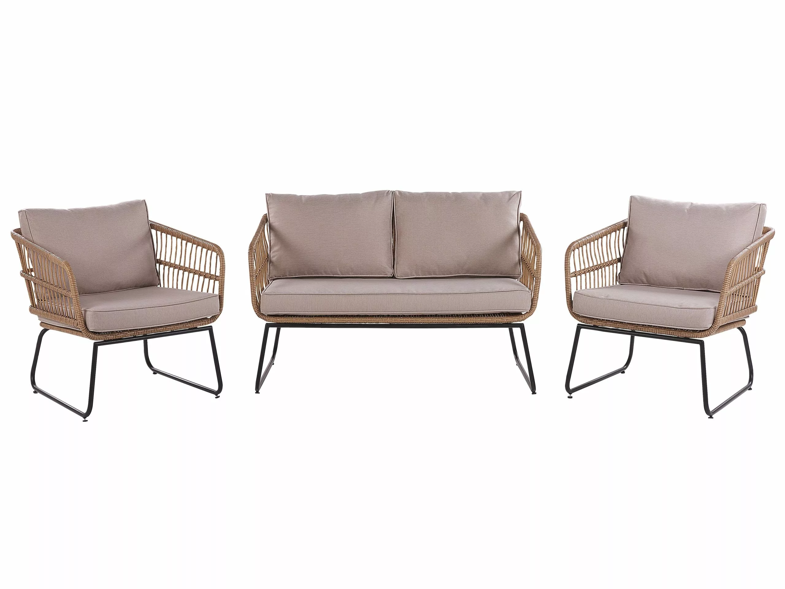 Beliani 4-istuttava Ulkosohvaryhmä Polyrottinki Beige RAVELLO 5 Beliani 4-istuttava Ulkosohvaryhmä Polyrottinki Beige RAVELLO - Image 3