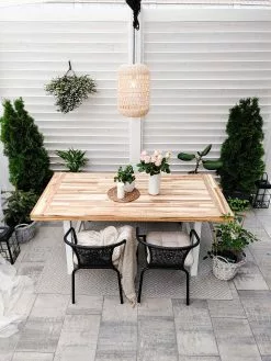 Beliani Puutarhapöytä Akasiapuu Vaalea Puu/valkoinen 170 X 80 Cm SCANIA -Ulkokalusteet myymälä undef src sa picid 779490 type whitesh image