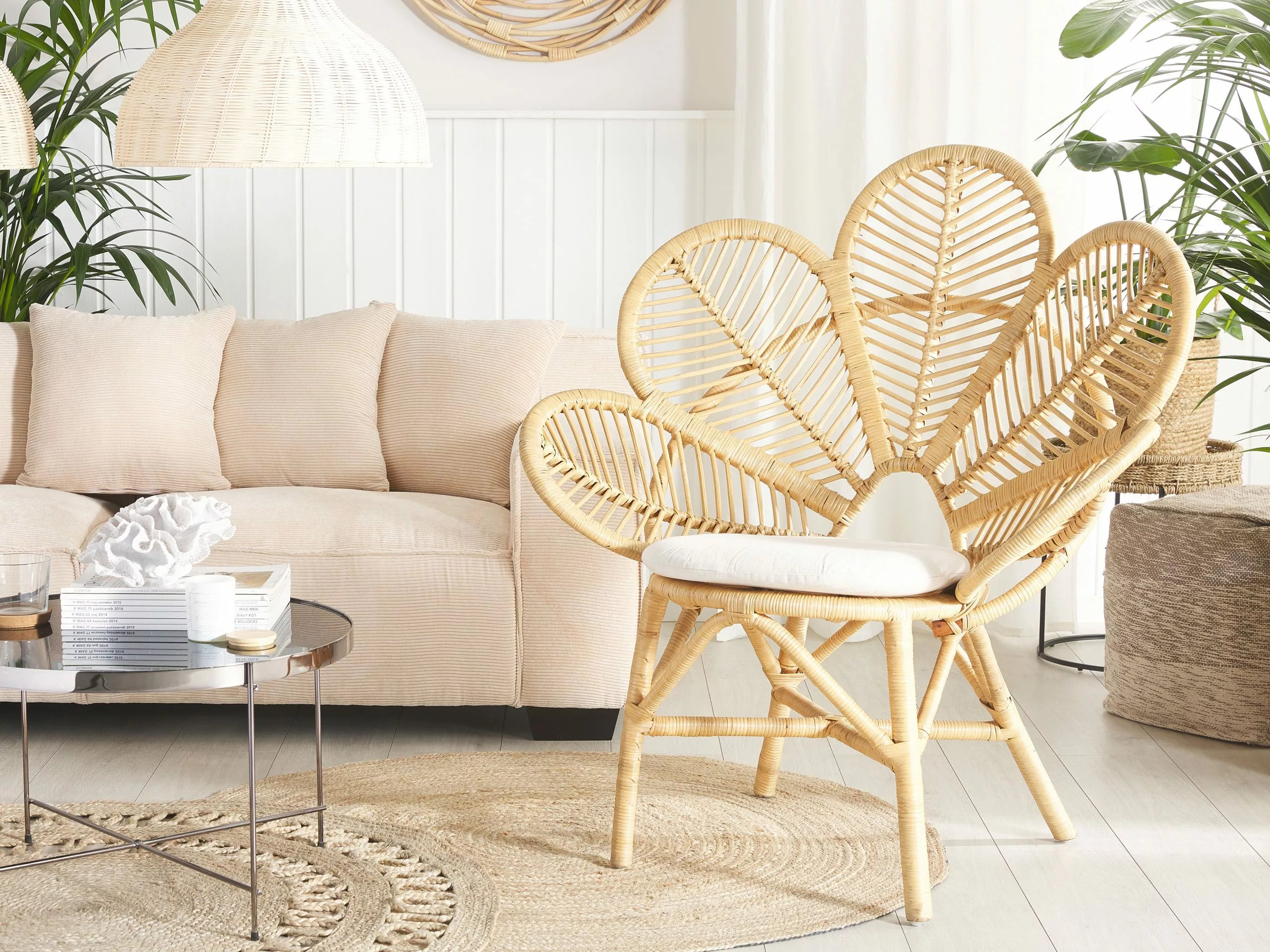 Beliani Riikinkukkotuoli Rottinki Luonnonväri FLORENTINE - Image 2