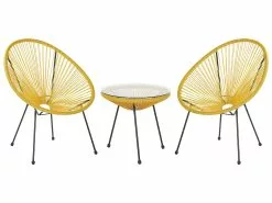 Beliani Kalustesetti Keltainen Pöytä Ja 2 Tuolia ACAPULCO II