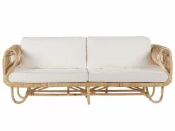 Beliani 2-istuttava Puutarhasohva Rottinki Luonnonväri DOLCEDO