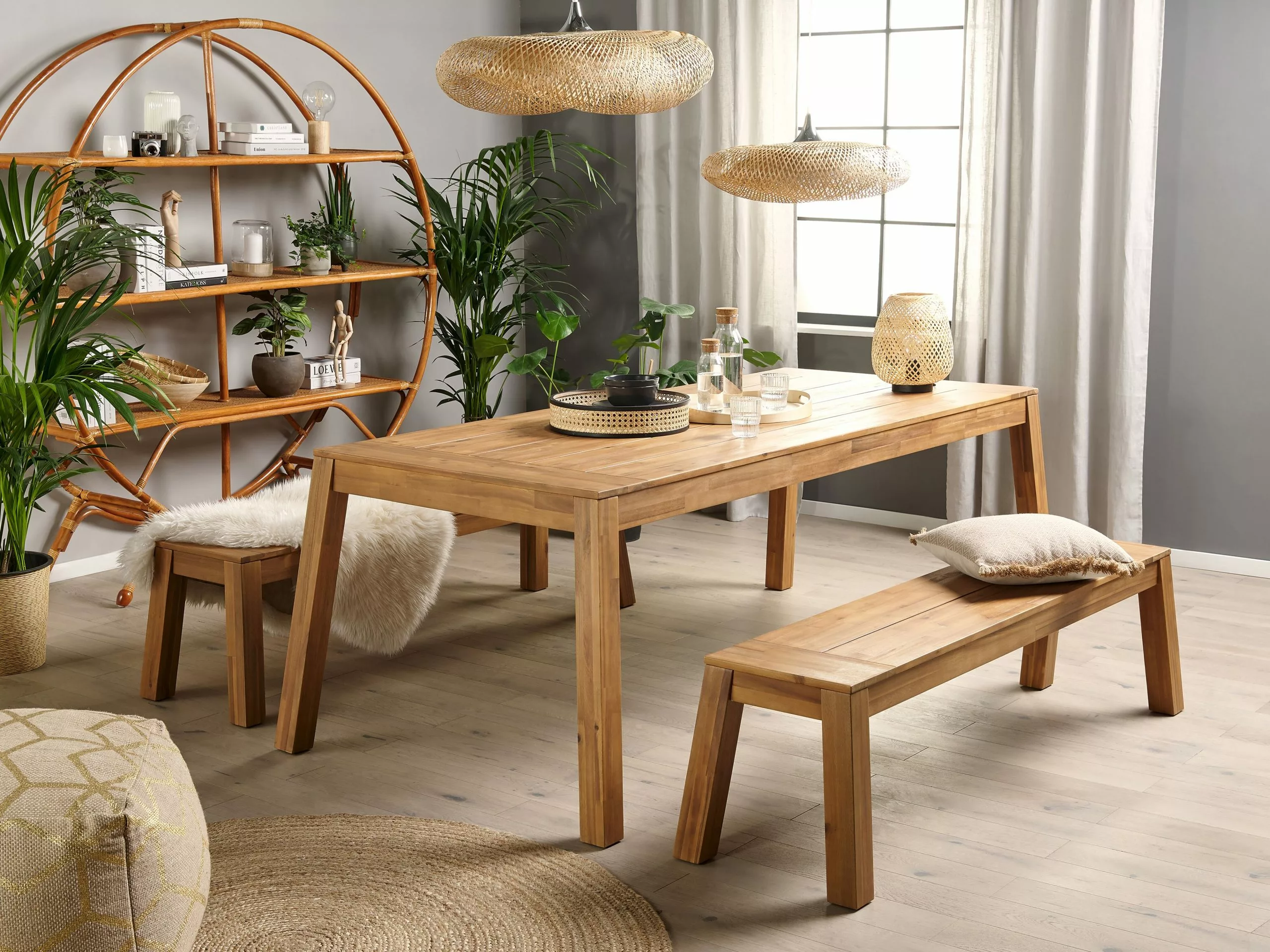 Beliani Vaalea Akaasiapuinen Puutarhapenkki 160 Cm LIVORNO - Image 4