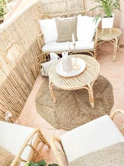 Beliani 4-istuttava Ulkosohvaryhmä Rottinki Luonnonväri BRINDISI -Ulkokalusteet myymälä undef src sa picid 800946 type whitesh image 2