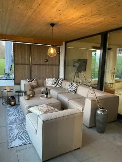 Beliani 7-istuttava Ulkosohva Kangas Vasenk. Beige AREZZO -Ulkokalusteet myymälä undef src sa picid 802189 type whitesh image