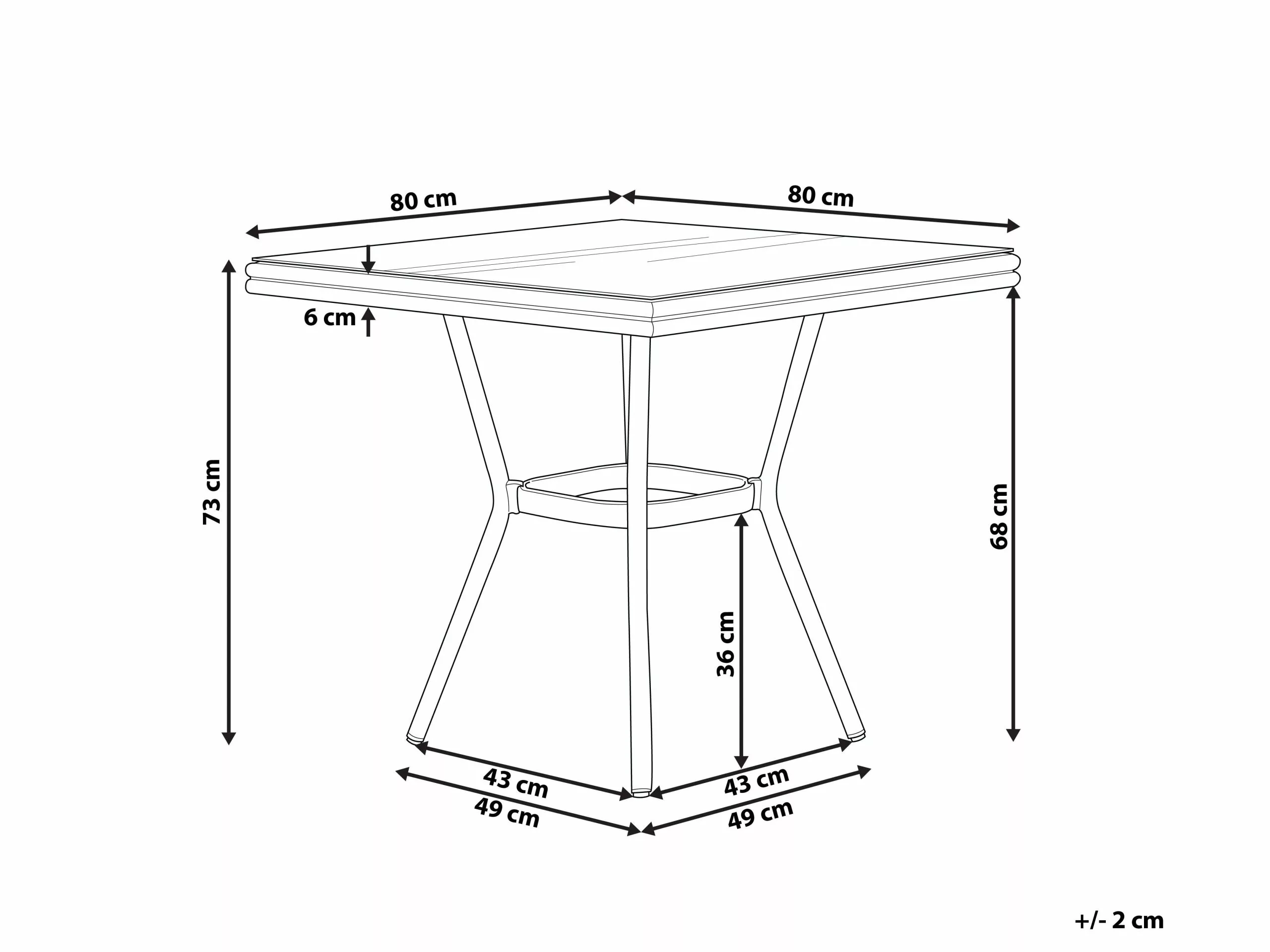 Beliani Puutarhapöytä Alumiini Tumma Puu/musta 80 Cm CASPRI - Image 6