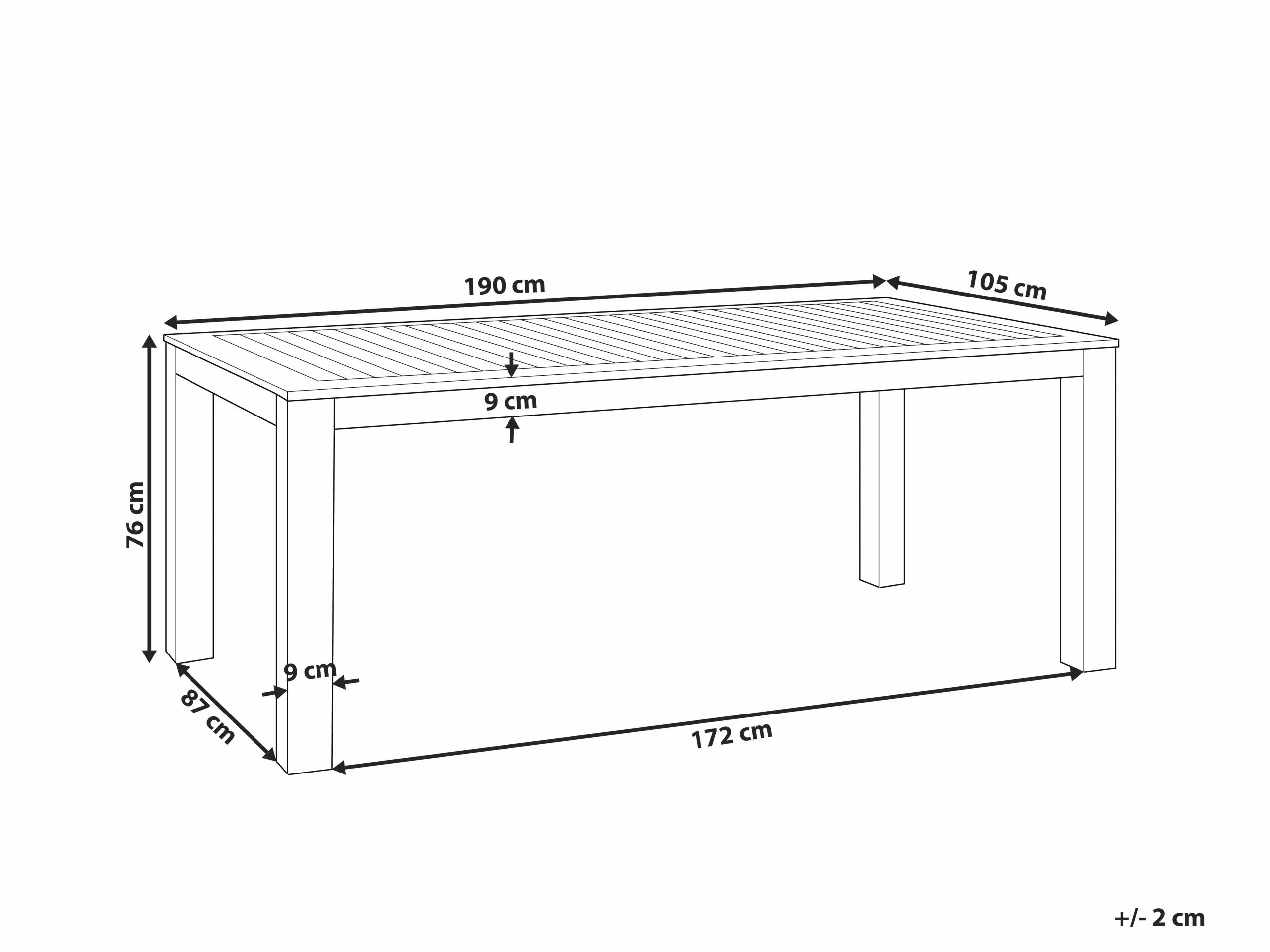 Beliani Puutarhapöytä Eukalyptus Vaalea Puu 190 X 105 Cm MONSANO 10 Beliani Puutarhapöytä Eukalyptus Vaalea Puu 190 X 105 Cm MONSANO - Image 8