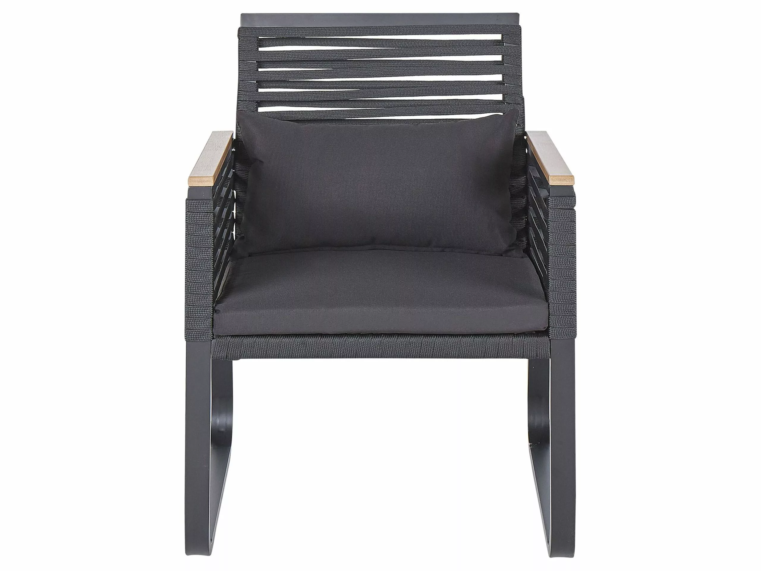 Beliani 4-istuttava Ulkoruokailuryhmä Alumiini Musta CANETTO - Image 5