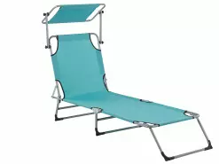 Beliani Turkoosi Teräksinen Aurinkotuoli Katoksella FOLIGNO -Ulkokalusteet myymälä undef src sa picid 809974 type whitesh image