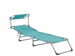 Beliani Turkoosi Teräksinen Aurinkotuoli Katoksella FOLIGNO -Ulkokalusteet myymälä undef src sa picid 809975 type whitesh image