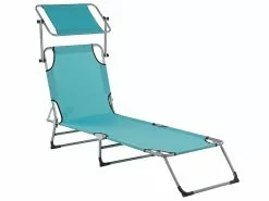 Beliani Turkoosi Teräksinen Aurinkotuoli Katoksella FOLIGNO -Ulkokalusteet myymälä undef src sa picid 809979 type whitesh image