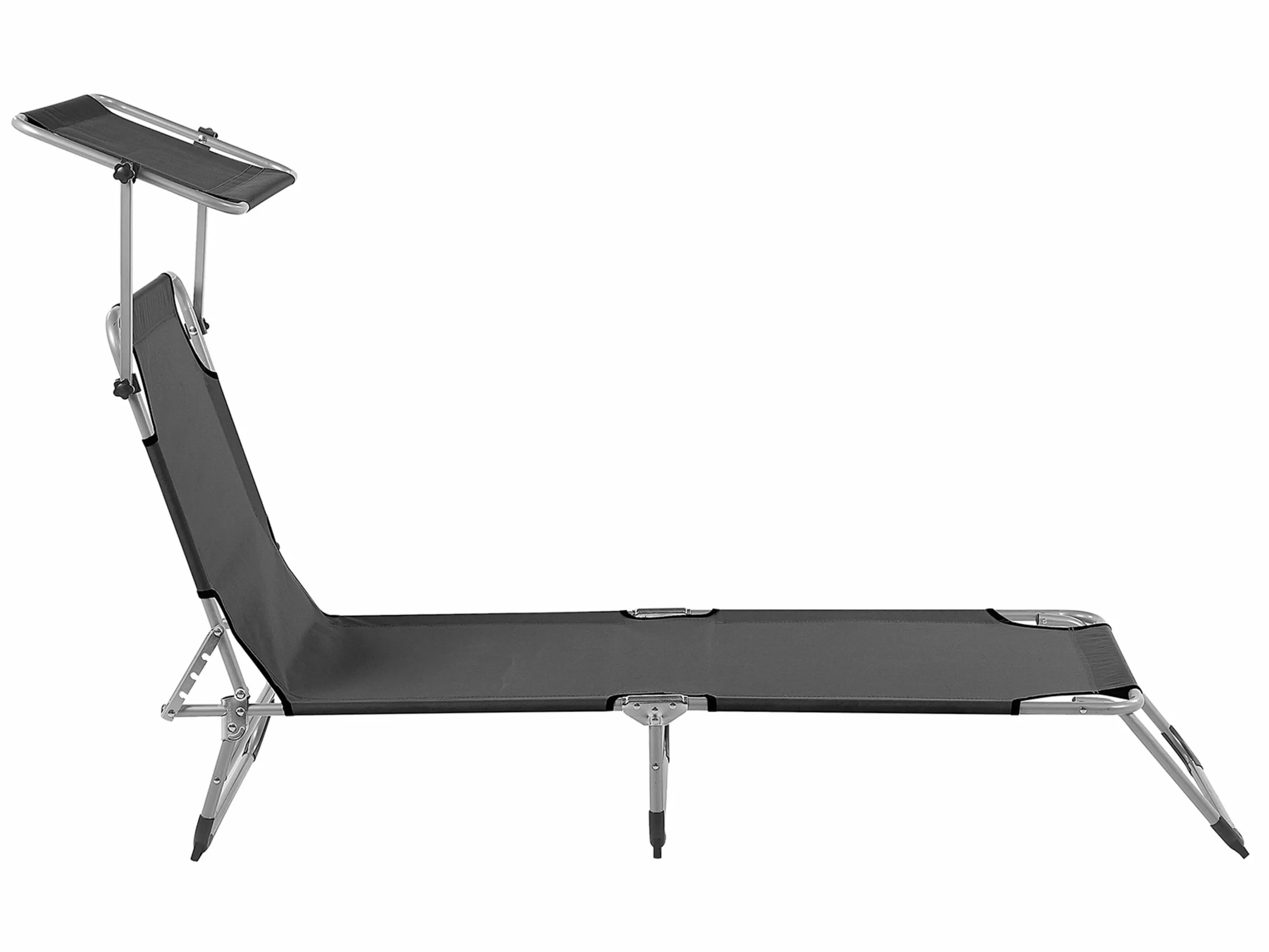 Beliani Musta Teräksinen Aurinkotuoli Katoksella FOLIGNO 9 Beliani Musta Teräksinen Aurinkotuoli Katoksella FOLIGNO - Image 7