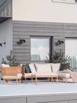 Beliani 4-istuttava Ulkosohvaryhmä Akasiapuu Vasenk. Valkoinen CREMONA -Ulkokalusteet myymälä undef src sa picid 810506 type whitesh image