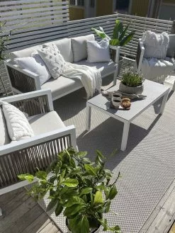 Beliani 5-istuttava Ulkosohvaryhmä Alumiini Valkoinen/ruskea BORELLO -Ulkokalusteet myymälä undef src sa picid 810532 type whitesh image 1