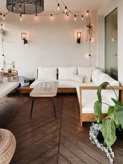 Beliani 5-istuttava Ulkosohvaryhmä Akasiapuu Vasenk. Valkoinen MARETTIMO -Ulkokalusteet myymälä undef src sa picid 811307 type whitesh image 2