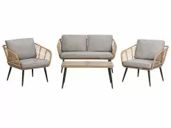 Beliani 4-istuttava Ulkosohvaryhmä Polyrottinki Luonnonväri CORINTH II