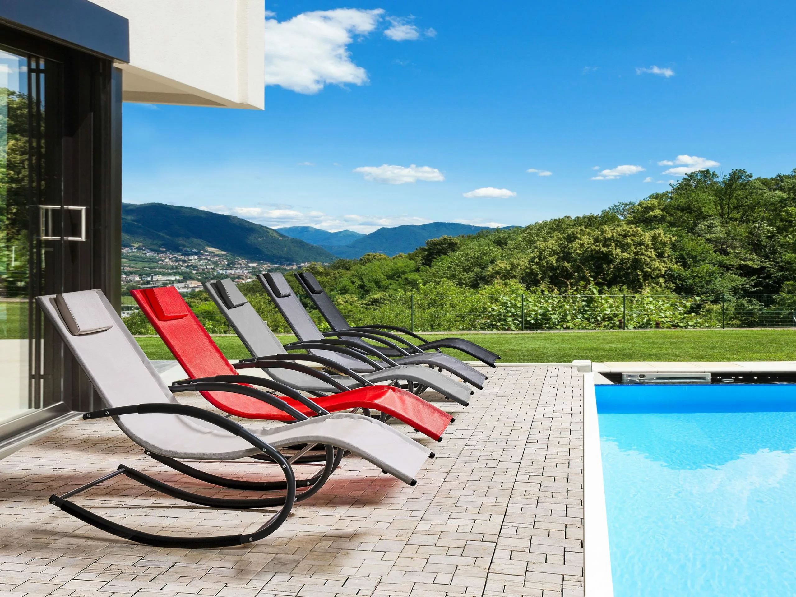 Beliani Aurinkotuoli Teräs Keinuva Punainen CARANO II - Image 4