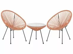 Beliani Parvekekalustesetti Rottinkinen Oranssi ACAPULCO II