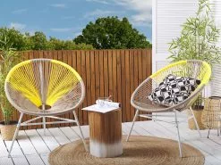 Beliani Narutuoli Polyrottinki Ruskeanharmaa/keltainen 2 Kpl ACAPULCO -Ulkokalusteet myymälä undef src sa picid 814210 type whitesh image