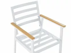 Beliani Valkoinen 4 Kpl Puutarhatuolisetti Beigeillä Tyynyillä CAVOLI -Ulkokalusteet myymälä undef src sa picid 818171 type whitesh image