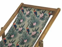 Beliani Vaalea Akaasiapuinen Aurinkotuoli Pelikaanikuvioisella Kankaalla 2 Kpl ANZIO -Ulkokalusteet myymälä undef src sa picid 819686 type whitesh image