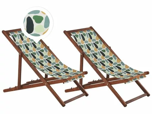 Beliani Tumma Akaasiapuinen Aurinkotuoli Monivärisellä Täpläkuviokankaalla 2 Kpl ANZIO 6 Beliani Tumma Akaasiapuinen Aurinkotuoli Monivärisellä Täpläkuviokankaalla 2 Kpl ANZIO -Ulkokalusteet myymälä undef src sa picid 820013 type whitesh image