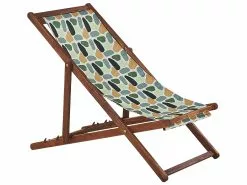 Beliani Tumma Akaasiapuinen Aurinkotuoli Monivärisellä Täpläkuviokankaalla 2 Kpl ANZIO -Ulkokalusteet myymälä undef src sa picid 820014 type whitesh image