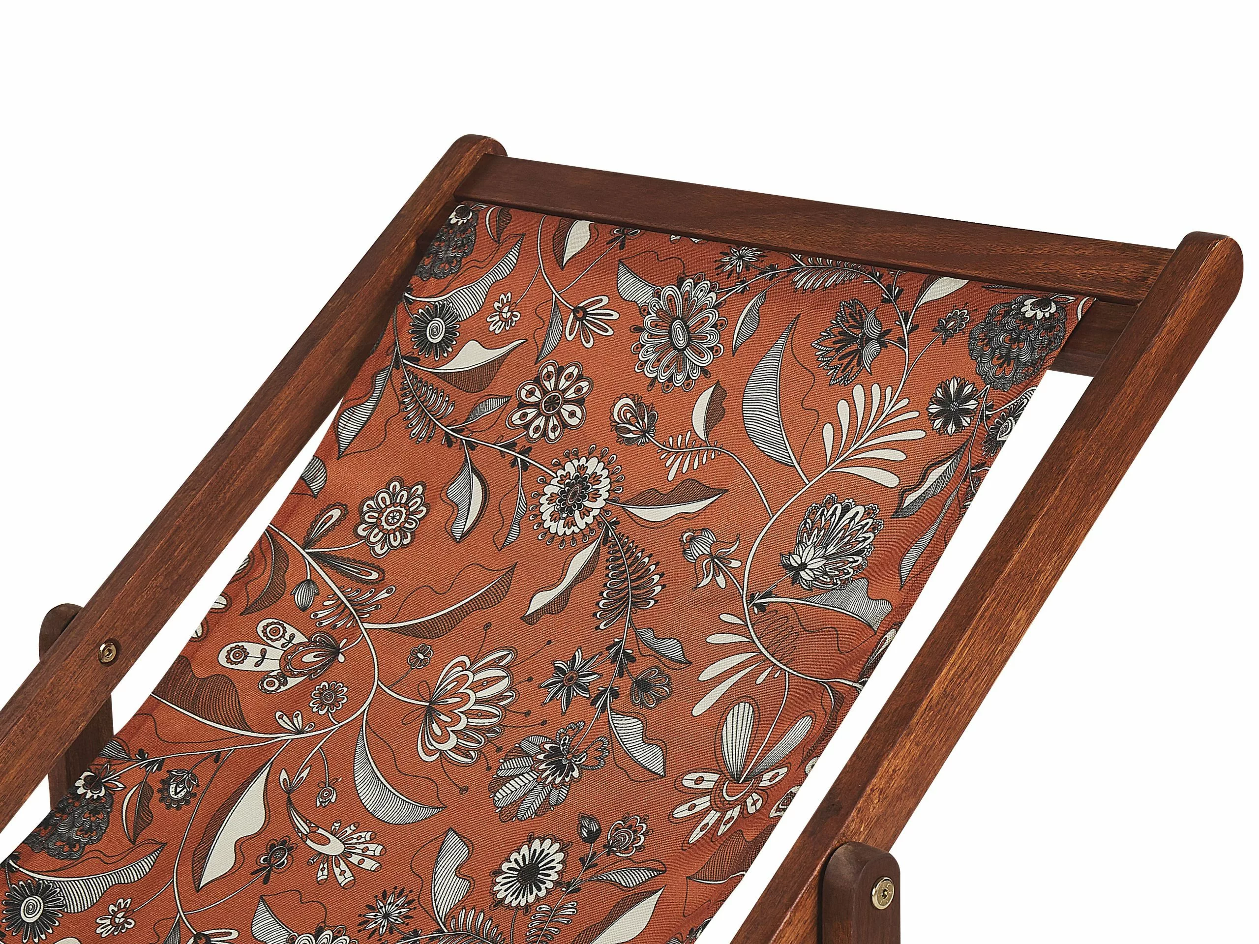 Beliani Tumma Akaasiapuinen Aurinkotuoli Punaisella Kukkakuviokankaalla 2 Kpl ANZIO - Image 4