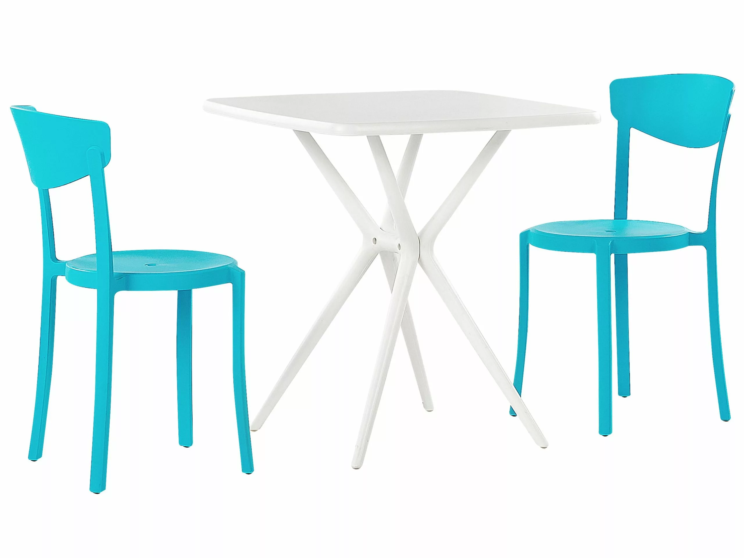 Beliani 2-istuttava Turkoosi / Valkoinen Muovinen Bistrosetti SERSALE / VIESTE 3 Beliani 2-istuttava Turkoosi / Valkoinen Muovinen Bistrosetti SERSALE / VIESTE