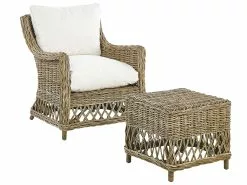 Beliani Puutarhatuoli Rahilla Rottinki Luonnonväri RIBOLLA