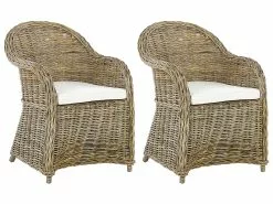 Edessä 14 Beliani Puutarhatuoli Rottinki Luonnonväri 2 Kpl SUSUA